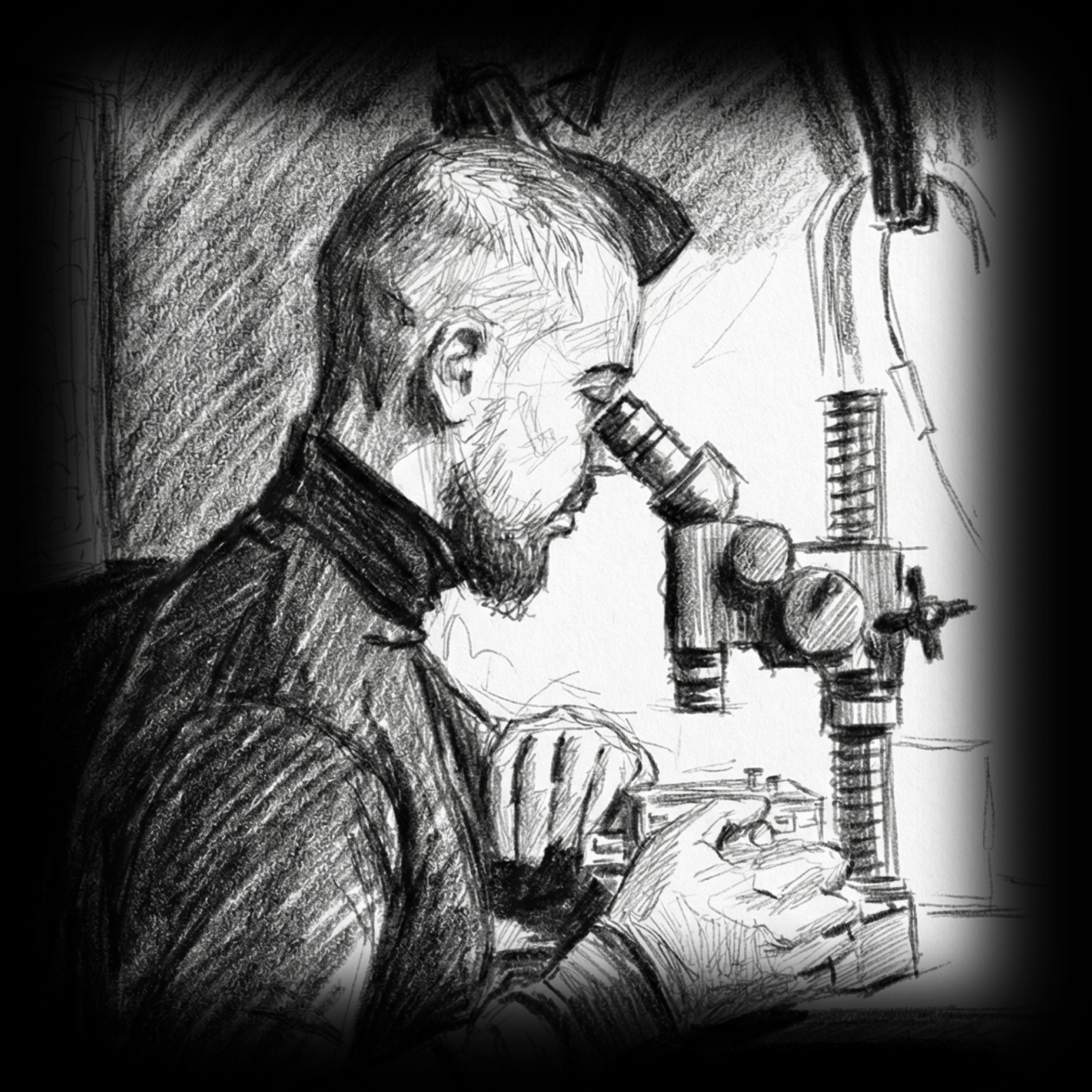 Felipe working on a microscope