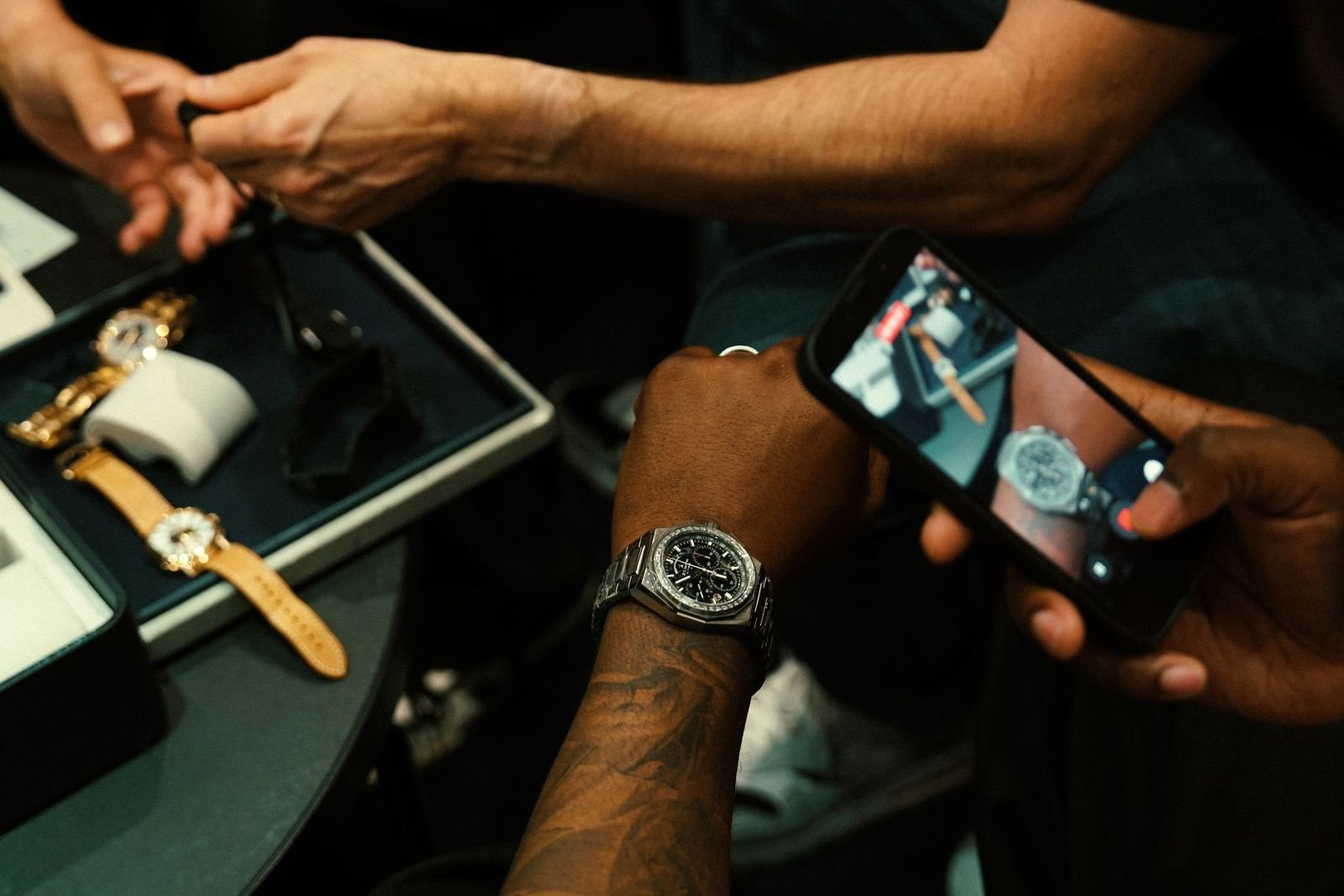 Time To Drive – collectors trying on watches